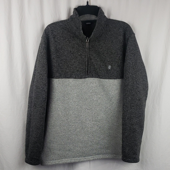 Izod Other - Izod Men's XL Two-Tone Gray Colorblock 1/4 Zip-Up Thermasoft Fleece Sweater